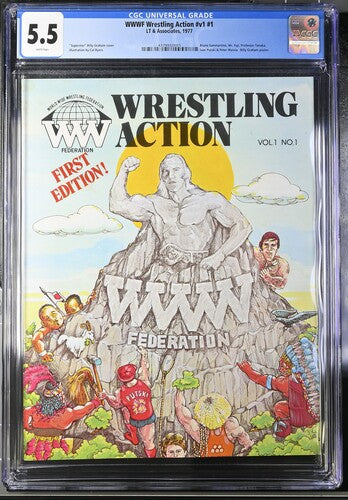 1977 WWWF Wrestling Action #1 Graded Magazine CGC 5.5 "Superstar" Billy Graham Cover