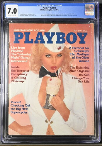 1977 Playboy Graded Magazine Issue #v24 #5 Lillian Muller Cover CGC 7.0