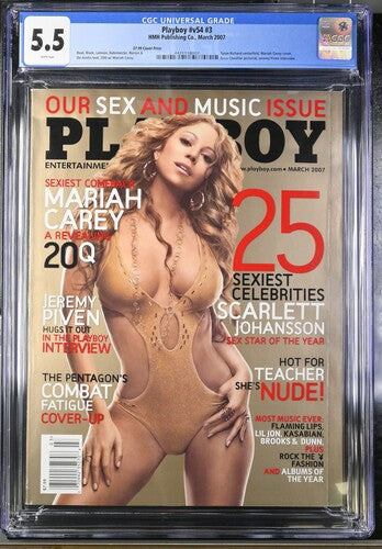 2007 Playboy Graded Magazine Issue #v54 #3 Mariah Carey Cover CGC 5.5