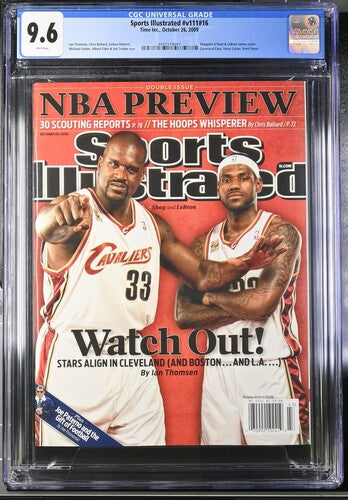 2009 Sports Illustrated #v111 #16 Graded Magazine Shaquille O'Neal, LeBron James Cover CGC 9.6 Rare Newsstand