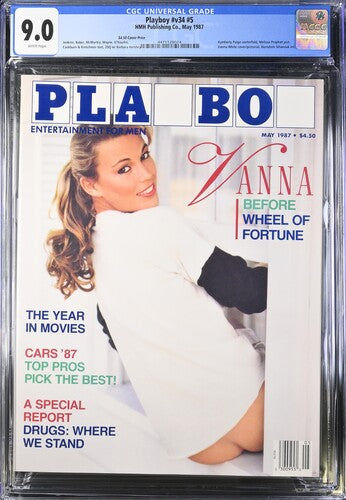 1987 Playboy Graded Magazine Issue #v34 #5 Vanna White Cover CGC 9.0