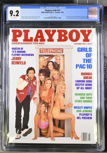 1993 Playboy Graded Magazine Issue #v40 #10 Jerry Seinfeld Cover Newsstand CGC 9.2