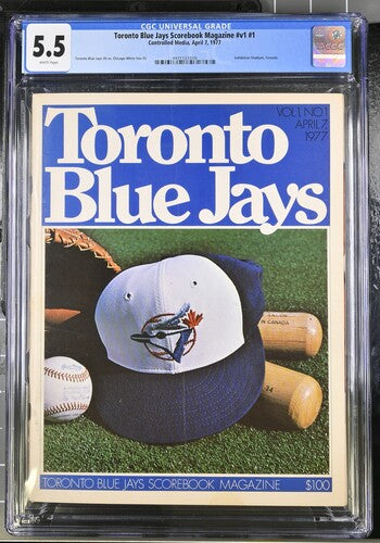 1977 Toronto Blue Jays Scorebook Magazine Graded Magazine Issue #1 Toronto Blue Jays vs. Chicago White Sox CGC 5.5