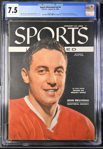 1956 Sports Illustrated Magazine #4 Graded CGC 7.5 Jean Beliveau 1st SI Hockey Cover Newsstand Edition