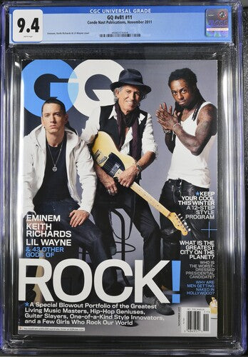 2011 GQ #v81 #11 Graded Magazine CGC 9.4 Eminem / Keith Richards / Lil Wayne Cover