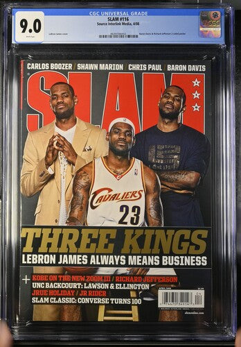 2008 SLAM #116 "THREE KINGS" Graded Magazine CGC 9.0 LeBron James Cover