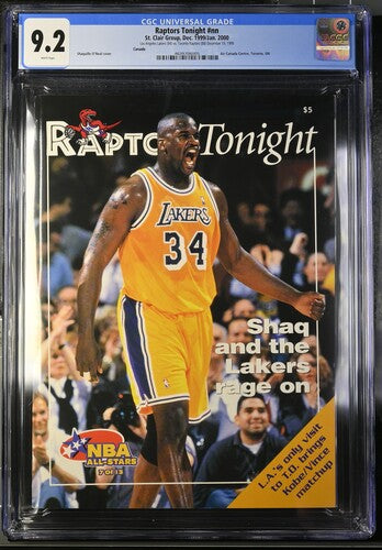 2000 Raptors Tonight Graded Program CGC 9.2 Shaquille O'Neal Cover