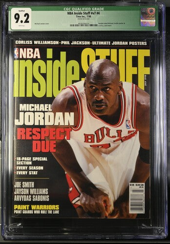 1998 NBA Inside Stuff #v7 #4 Graded Magazine Qualified CGC 9.2 Michael Jordan Cover