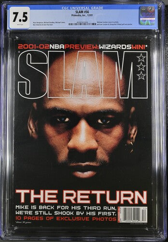 2001 SLAM #56 Graded Magazine CGC 7.5 Michael Jordan Cover Newsstand