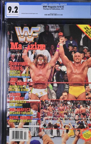 1991 WWF Magazine Graded Newsstand Magazine Hulk Hogan Ultimate Warrior Cover CGC 9.2 POP 2