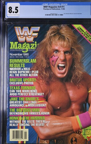 1990 WWF Magazine Graded Newsstand Magazine Ultimate Warrior CGC 8.5 POP 1