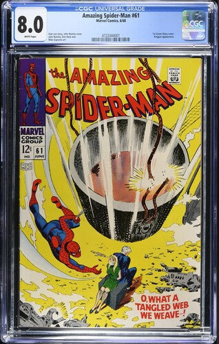 1968 Marvel Comics Amazing Spider-Man #61 Graded Comic Book CGC 8.0 1st Gwen Stacy Cover