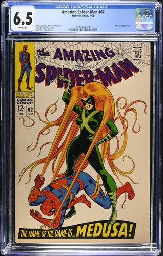1968 Marvel Comics Amazing Spider-Man #62 Graded Comic Book CGC 6.5 Medusa Appearance