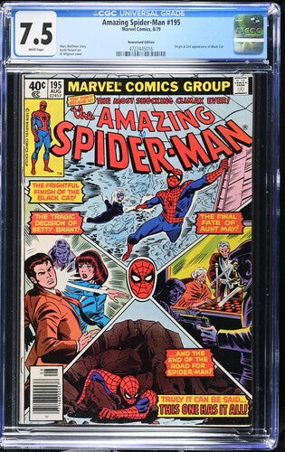 1979 Marvel Comics Amazing Spider-Man #195 Graded Comic Book CGC 7.5 Newsstand Origin of Black Cat
