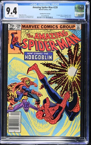 1983 Marvel Comics Amazing Spider-Man #239 Graded Comic Book CGC 9.4 Canadian Price Variant