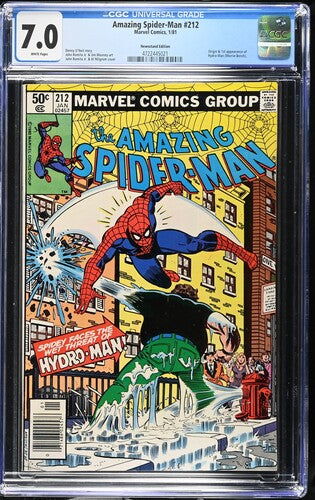 1981 Marvel Comics Amazing Spider-Man #212 Graded Comic Book CGC 7.0 Origin & 1st Appearance of Hydro-Man