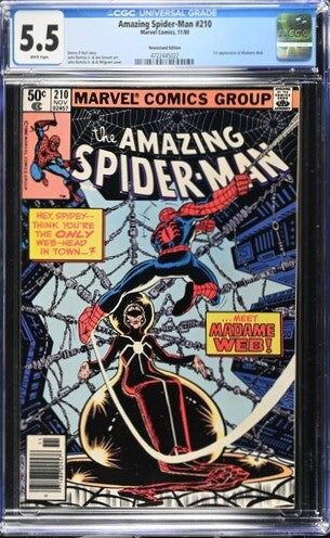 1980 Marvel Comics Amazing Spider-Man #210 Graded Comic Book CGC 5.5 Newsstand 1st Appearance of Madame Web