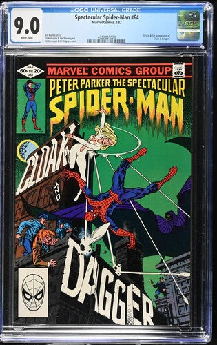 1982 Marvel Comics Spectacular Spider-Man #64 Graded Comic Book CGC 9.0 Origin & 1st Appearance of Cloak & Dagger