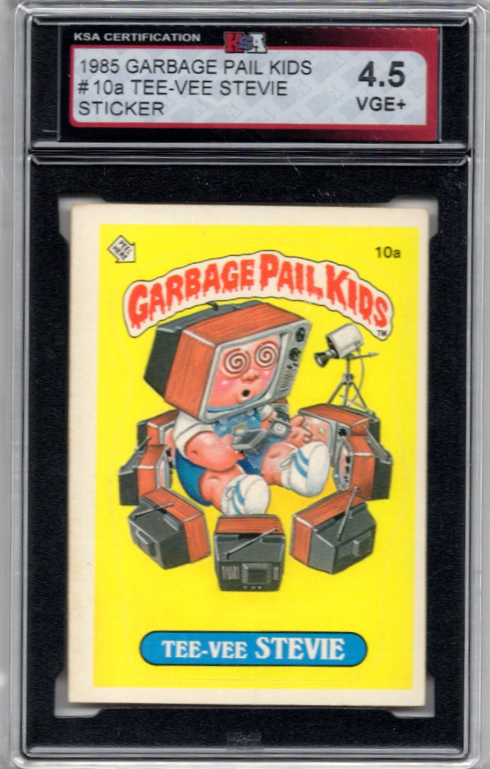 1985 Garbage Pail Kids Tee-Vee Stevie Sticker Card #10a KSA 4.5