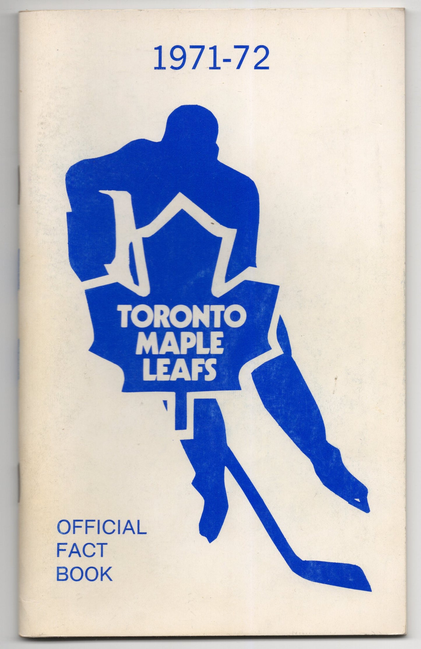 1971/72 Toronto Maple Leaf Hockey Club Official Fact Book Vintage Paperback