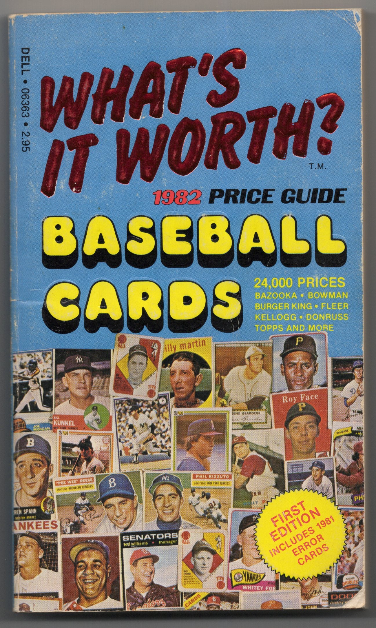 1982 What's It Worth Baseball Card Price Guide Vintage Paperback