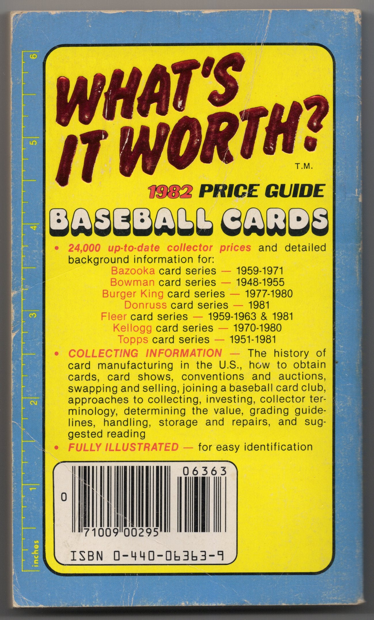 1982 What's It Worth Baseball Card Price Guide Vintage Paperback