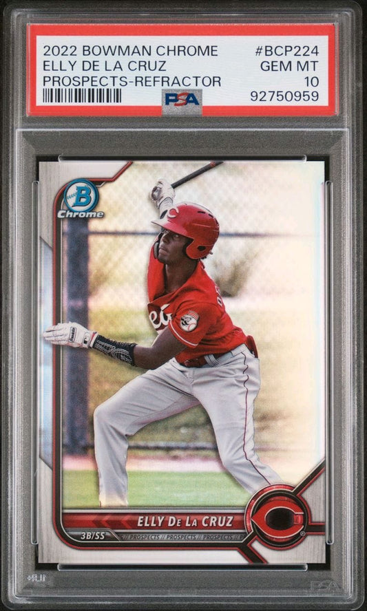 2022 Bowman Chrome Elly De La Cruz Prospects Refractor Rookie Card /499 PSA 10