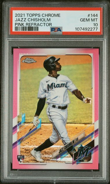 2021 Topps Chrome Jazz Chrisholm Pink Refractor Graded Rookie Card #144 PSA 10
