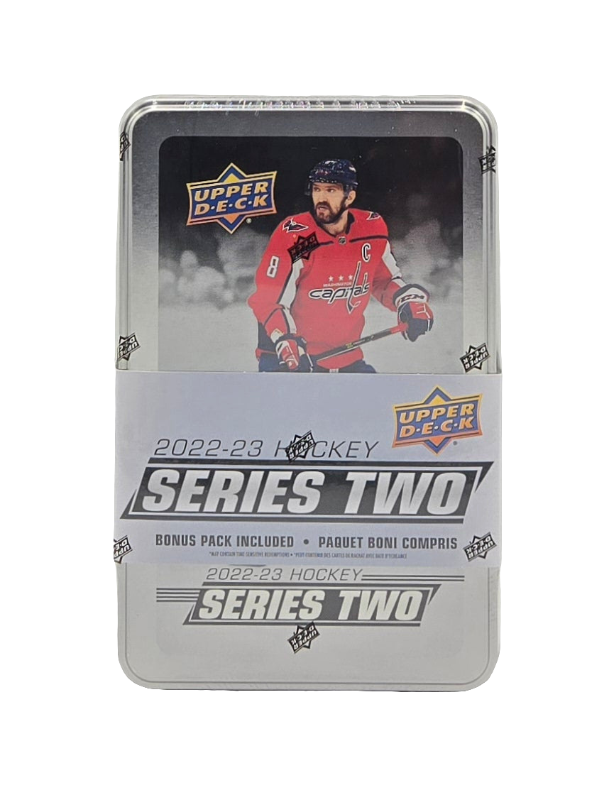 2022/23 Upper Deck NHL Series 2 Hockey Cards in Collectible Tin (9 Packs) Sealed