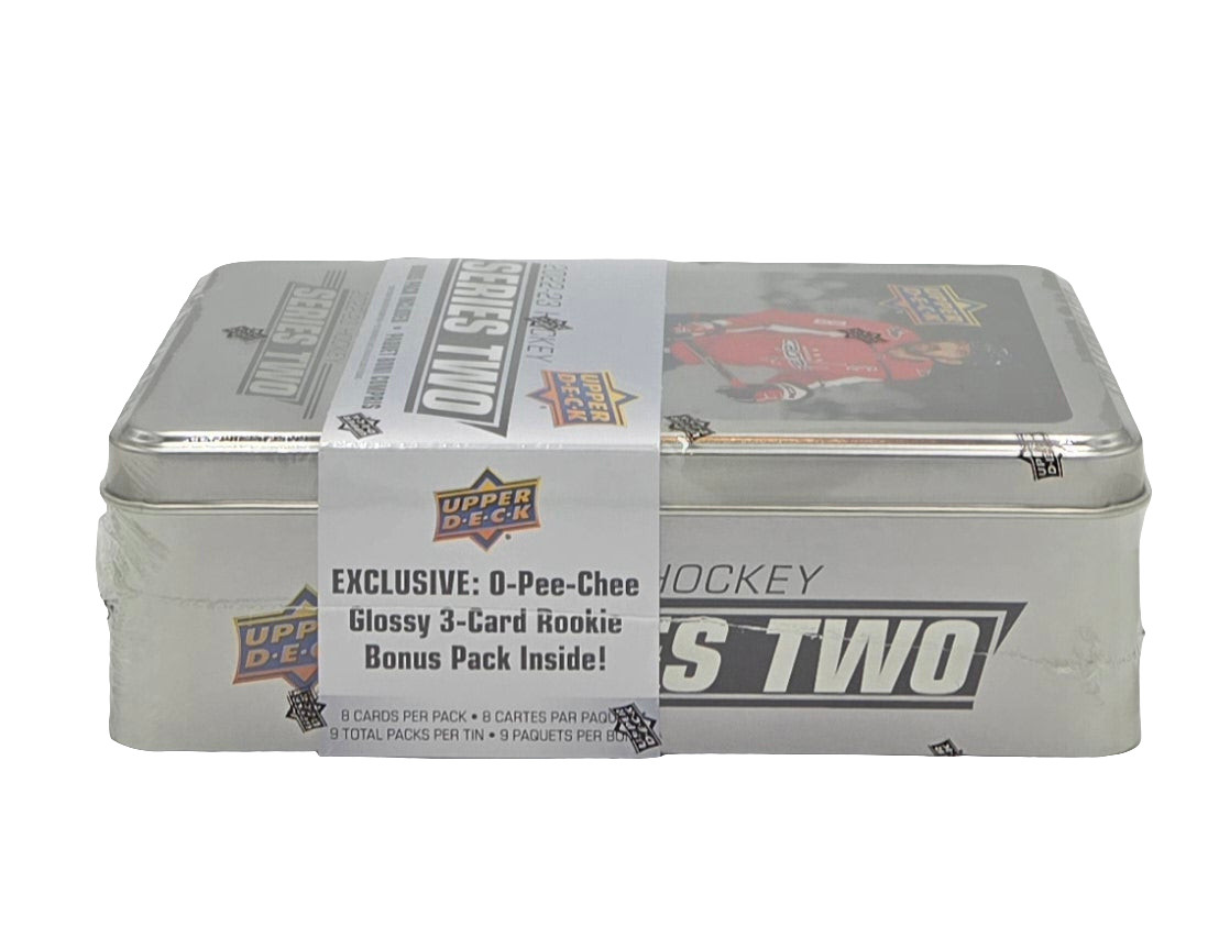 2022/23 Upper Deck NHL Series 2 Hockey Cards in Collectible Tin (9 Packs) Sealed