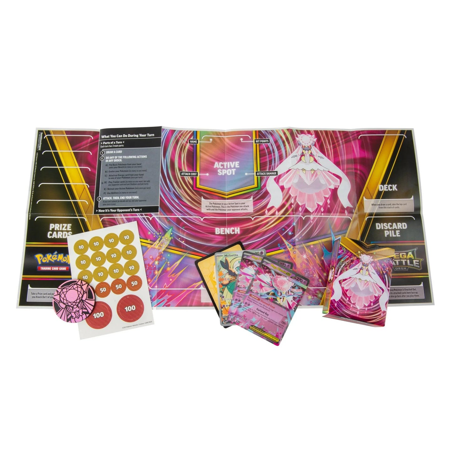 2025 Pokemon Mega Diancie EX Mega Battle Deck Trading Card Game Box