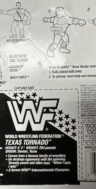 1991 Hasbro Texas Tornado WWF WWE Wrestling Action Figure MOC Sealed