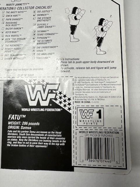 1993 Hasbro Fatu of the Head Shrinkers WWF WWE Wrestling Action Figure MOC Sealed