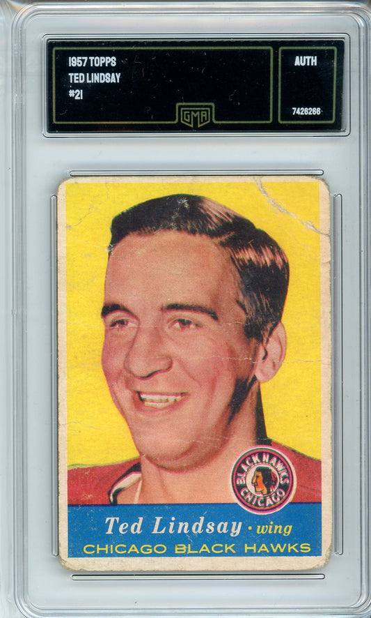 1957 Topps Ted Lindsay #21 Vintage Card GMA Authenticated