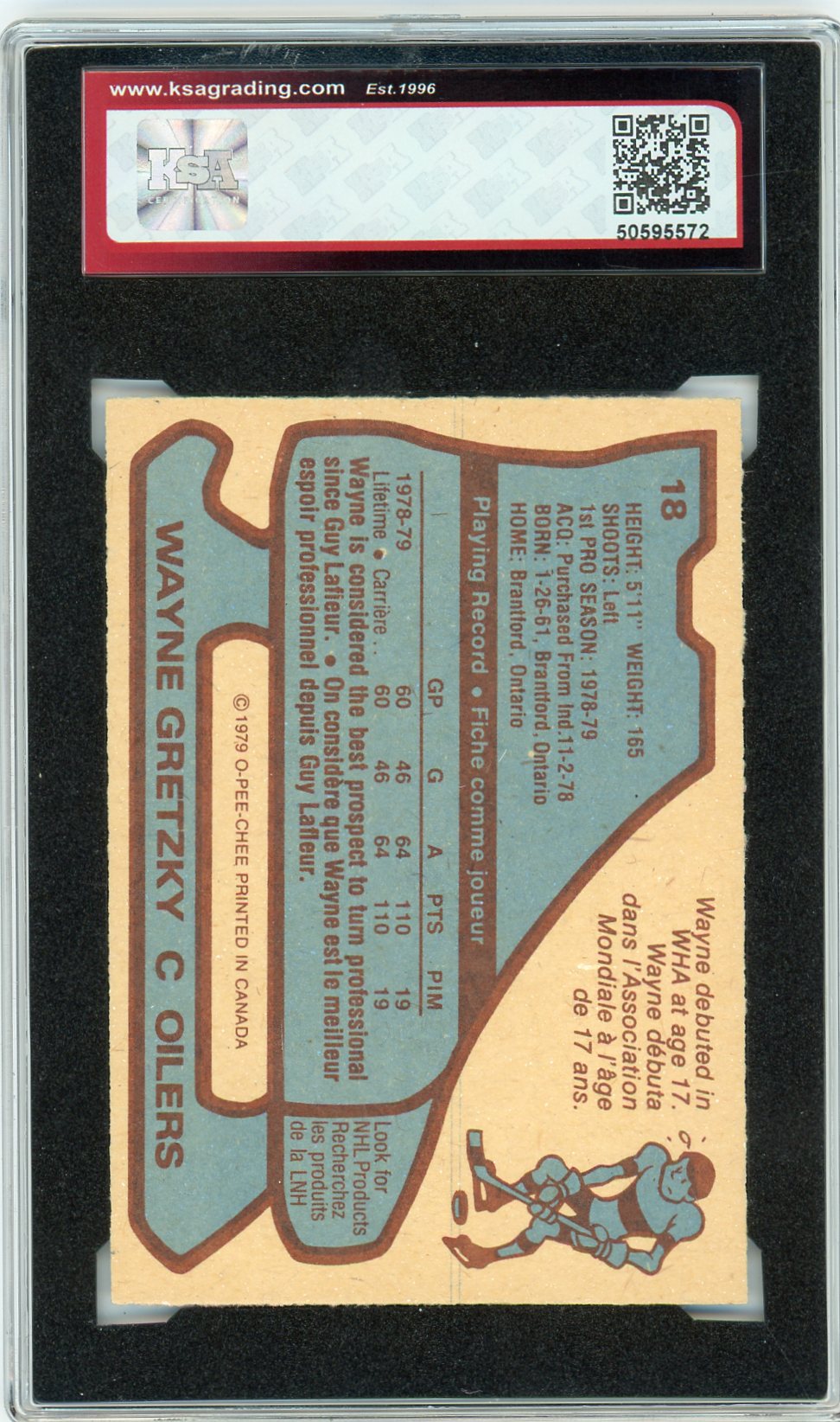 1979/80 O-Pee-Chee Wayne Gretzky Graded Rookie Card #18 KSA 7.5