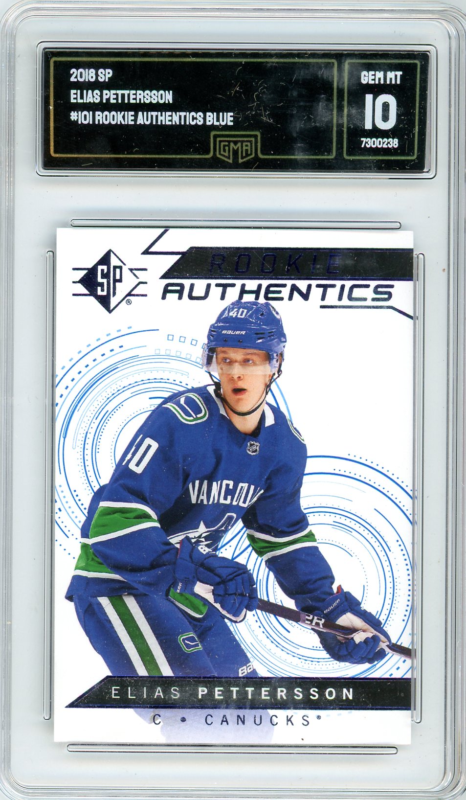 2018 SP Elias Pettersson Graded Rookie Card #101 GMA 10