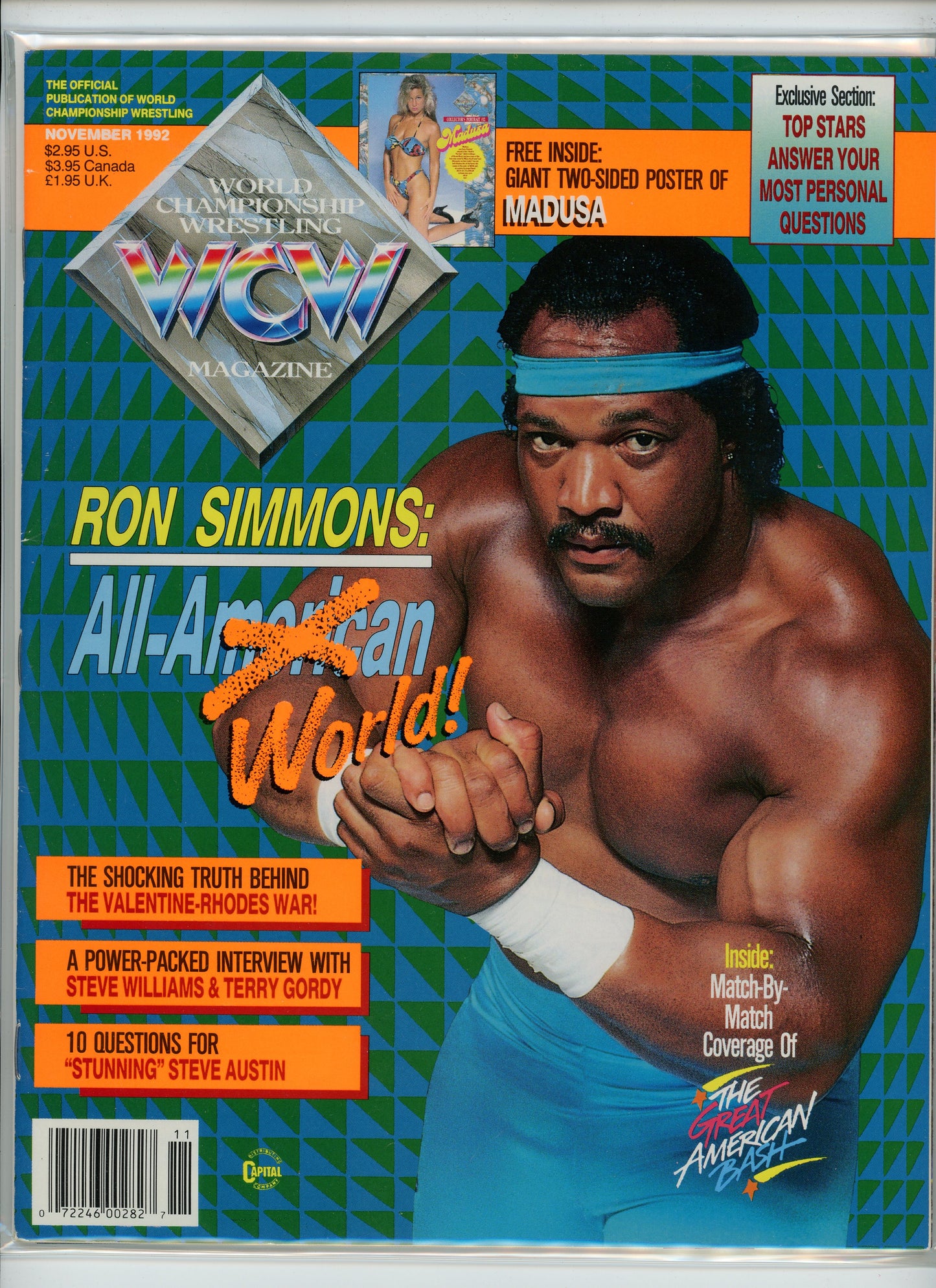 WCW Vintage Wrestling Magazine (November, 1992) Ron Simmons