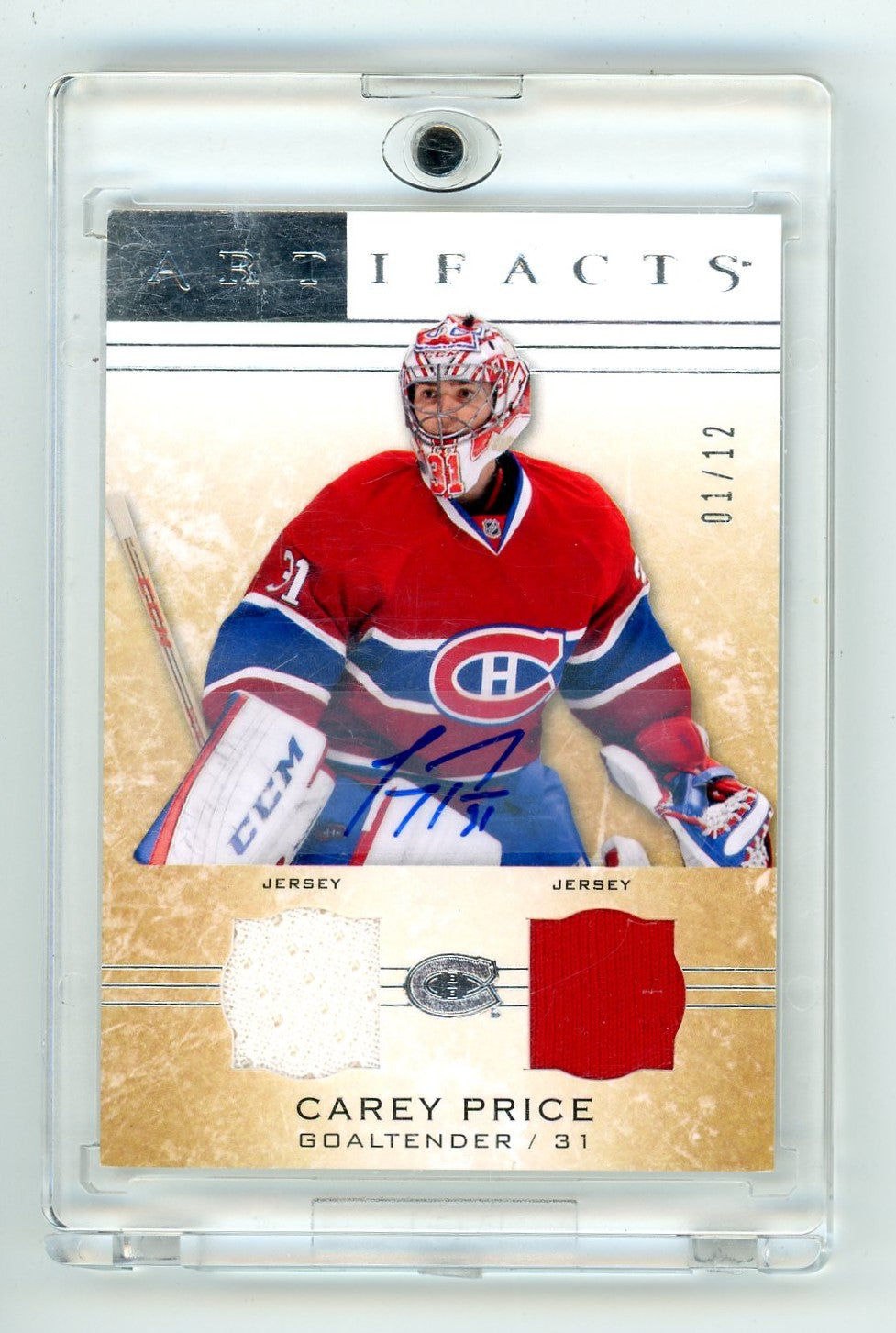 2014/15 Upper Deck Artifacts Carey Price Autograph Jersey SSP Card /12 Montreal Canadiens