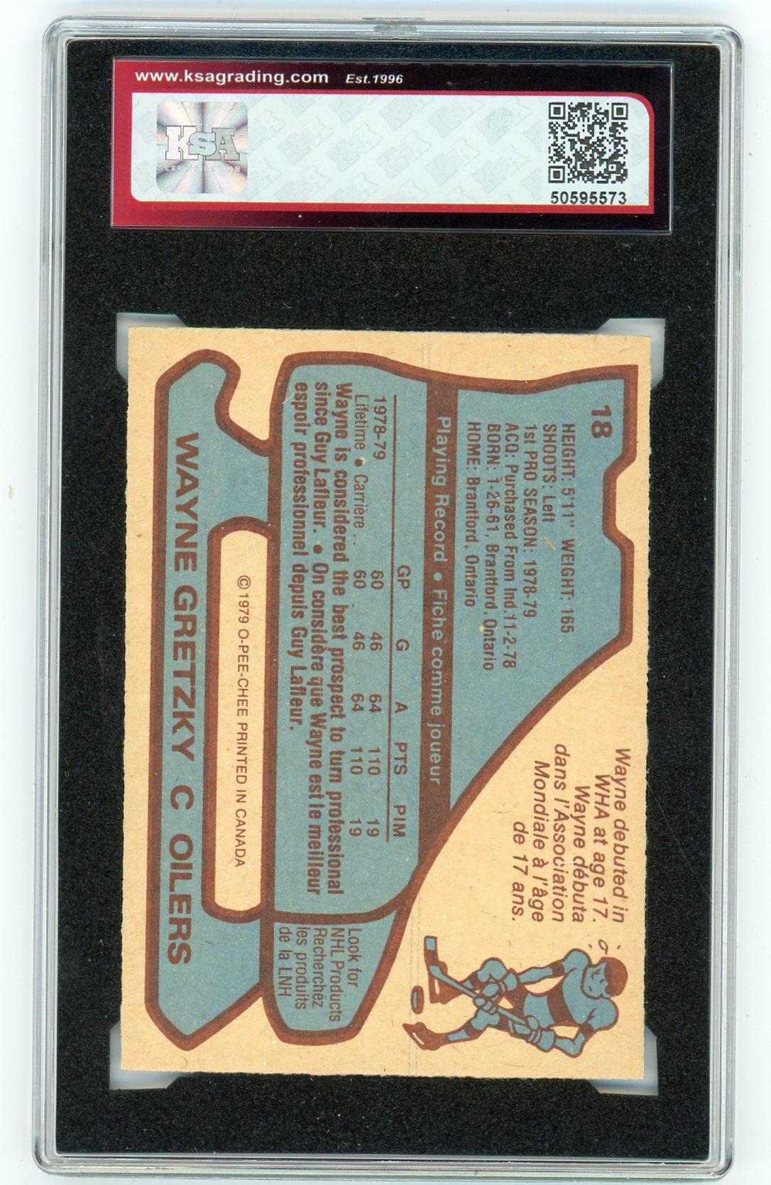 1979/80 O-Pee-Chee Wayne Gretzky #18 Graded Rookie Card KSA 7