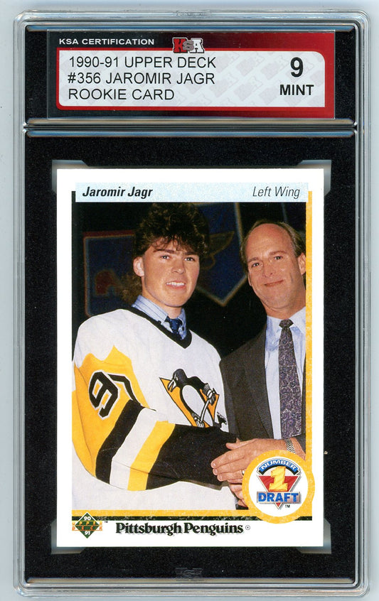 1990/91 Upper Deck Jaromir Jagr Graded Rookie Card #356 KSA 9
