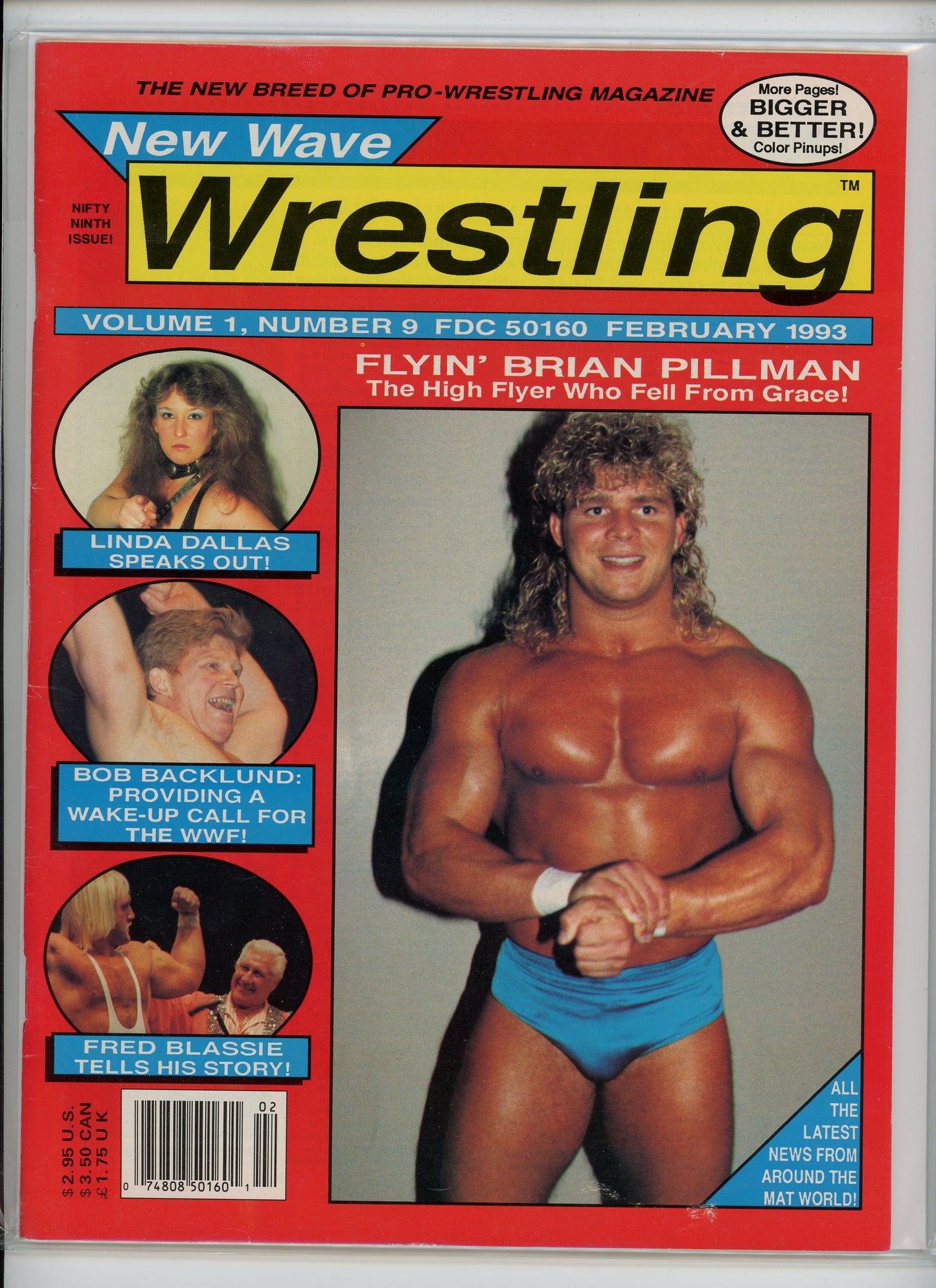 New Wave Wrestling Vintage Magazine (February, 1993) Flyin' Brian Pillman