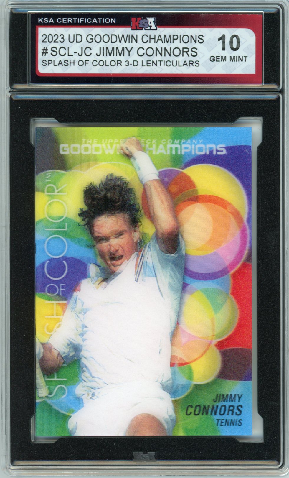 2023 UD Goodwin Champions Jimmy Connors Lenticular Graded Tennis Card KSA 10 Gem Mint