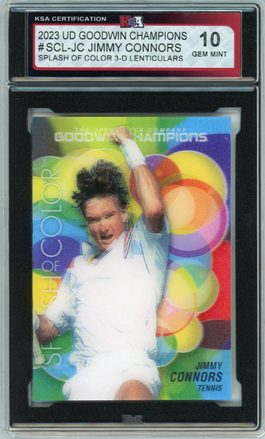 2023 UD Goodwin Champions Jimmy Connors Lenticular Graded Tennis Card KSA 10 Gem Mint