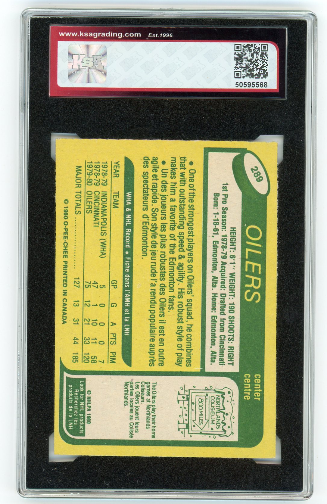 1980/81 O-Pee-Chee Mark Messier #289 Graded Rookie Card KSA 7.5