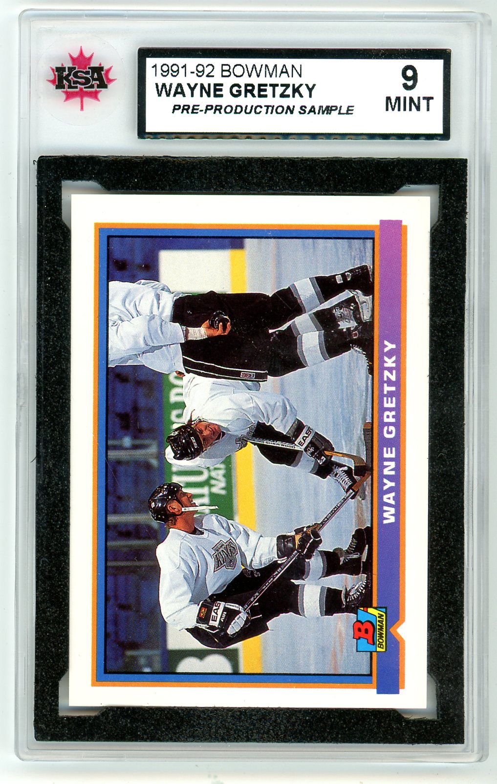 1991/92 Bowman Wayne Gretzky Graded Sample Card KSA 9