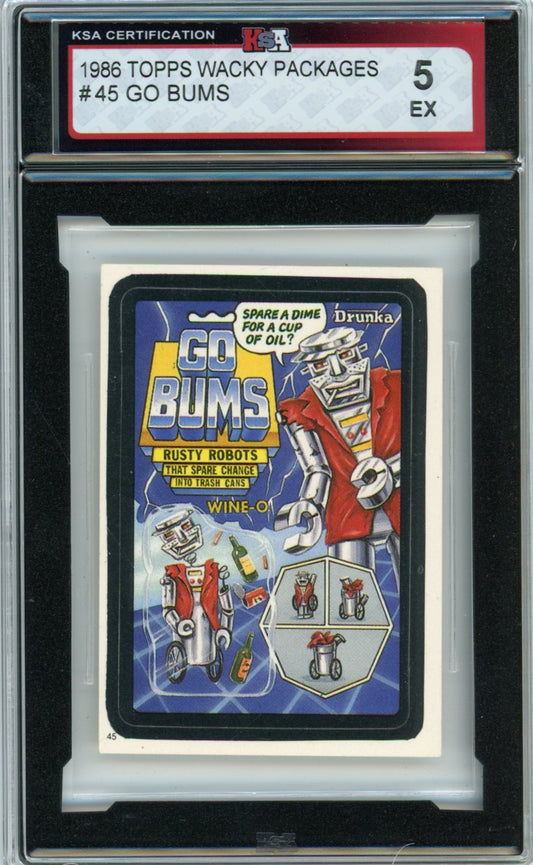 1986 Topps Wacky Packages "Go Bums" Graded Sticker Card KSA 5