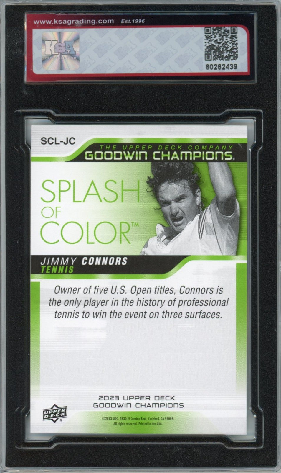 2023 UD Goodwin Champions Jimmy Connors Lenticular Graded Tennis Card KSA 10 Gem Mint