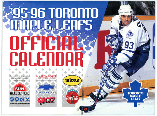 1995/96 Toronto Maple Leafs Official Vintage Calendar 11" x 8" Doug Gilmour Cover
