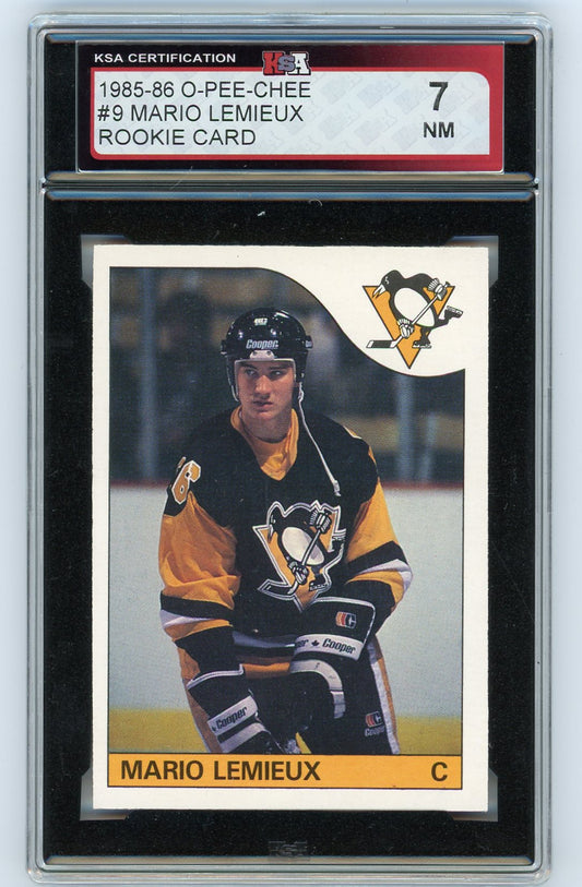 1985/86 O-Pee-Chee Mario Lemieux Graded Card #9 KSA 7