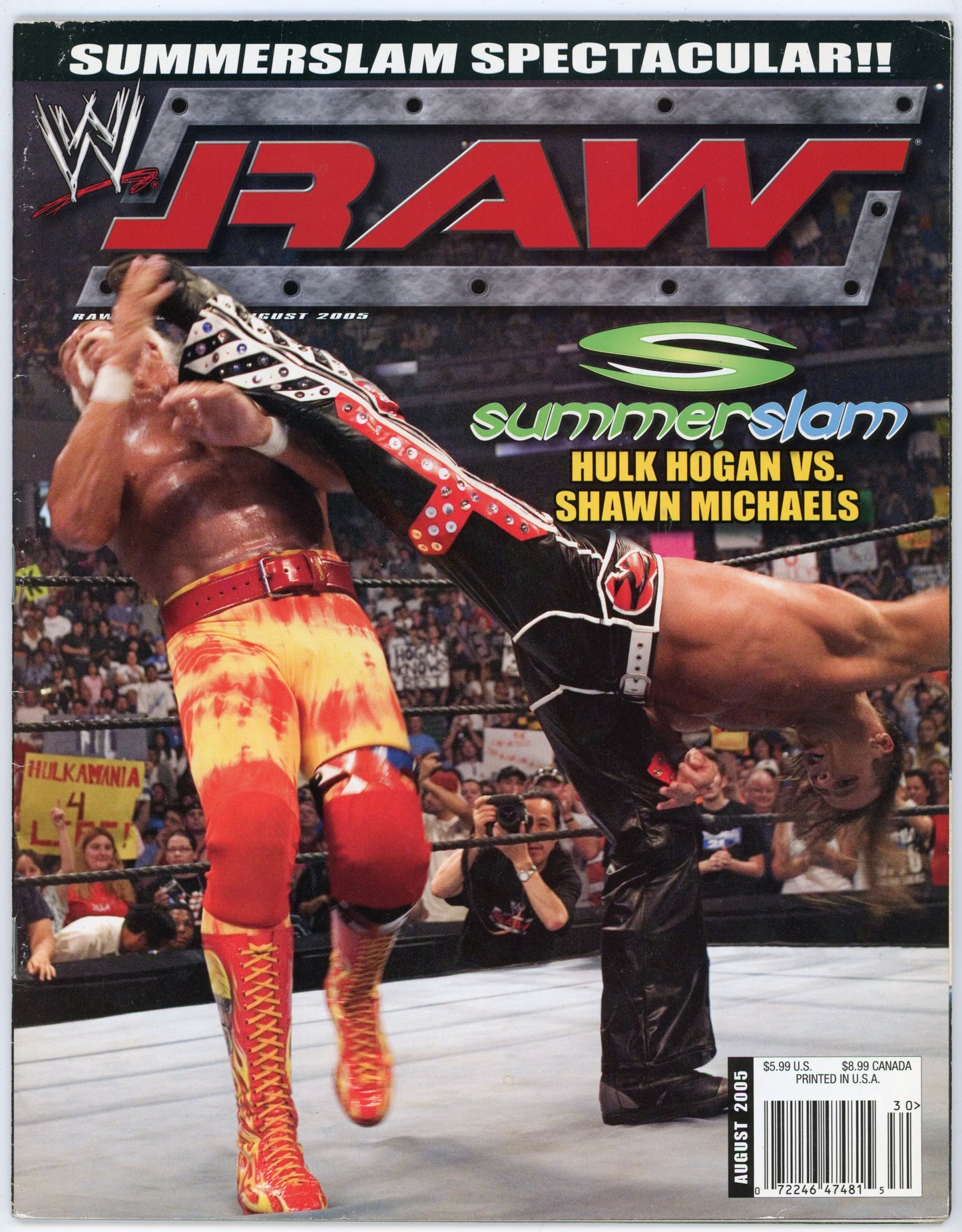 WWE Raw Vintage Wrestling Magazine (August 2005) Hulk Hogan / Shawn Michaels Cover